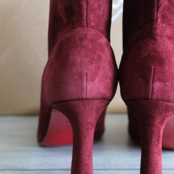 Christian Louboutin Me In The 90s Maroon Suede Booties 37.5 - Picture 9 of 15